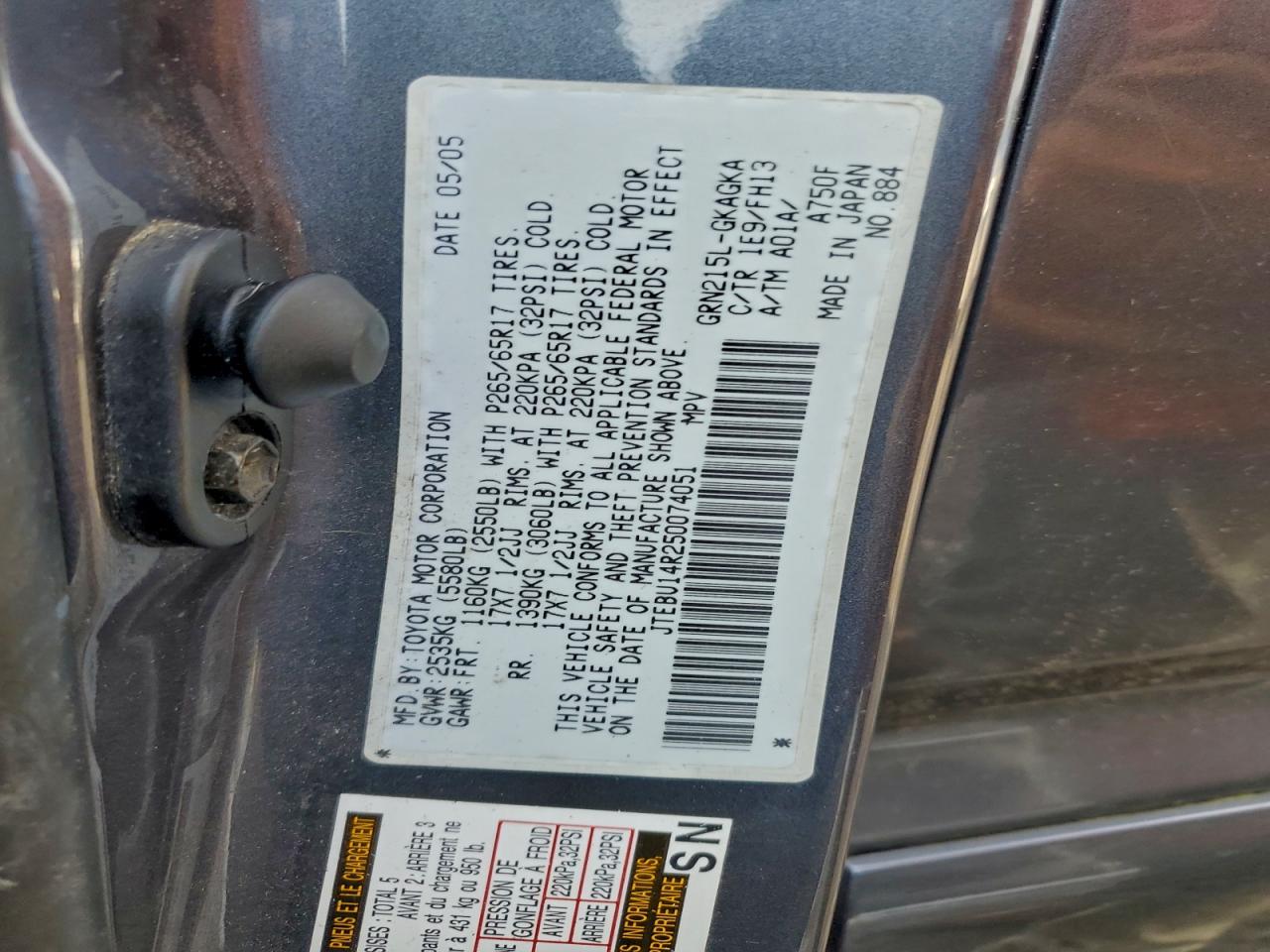 2005 TOYOTA 4RUNNER SR5 photo 13