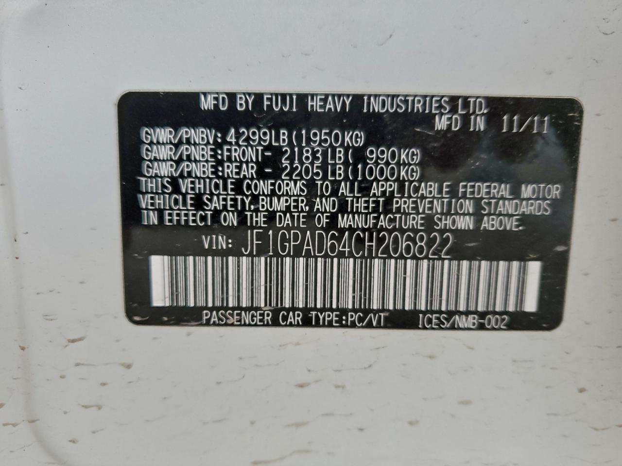 2012 SUBARU IMPREZA PREMIUM photo 13