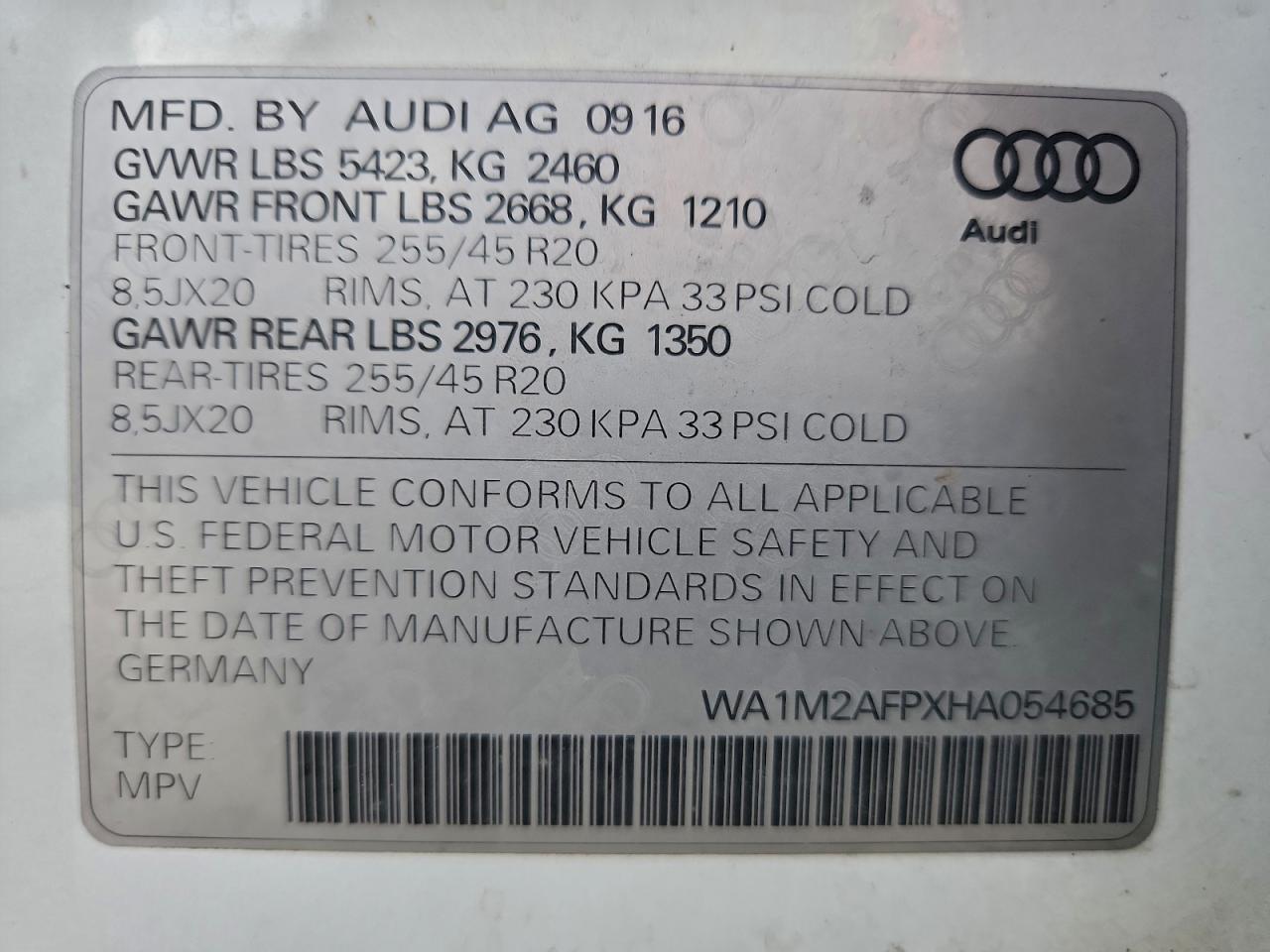 2017 AUDI Q5 photo 13