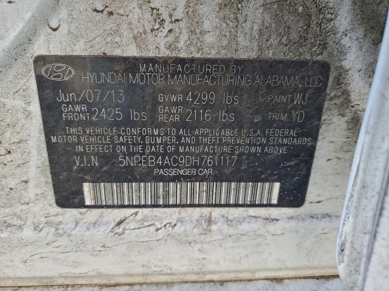 2013 HYUNDAI SONATA GLS photo 12
