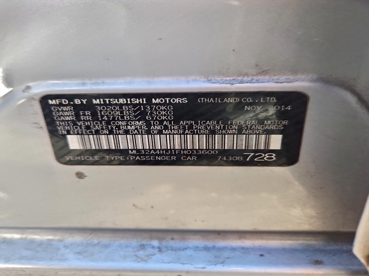 2015 MITSUBISHI MIRAGE ES photo 12