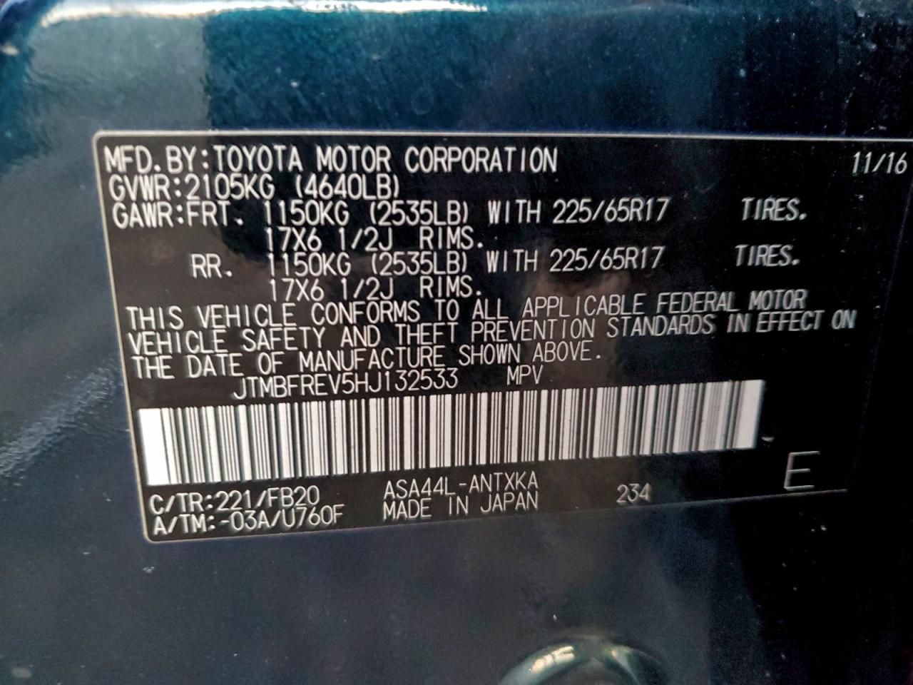 2017 TOYOTA RAV4 LE photo 12