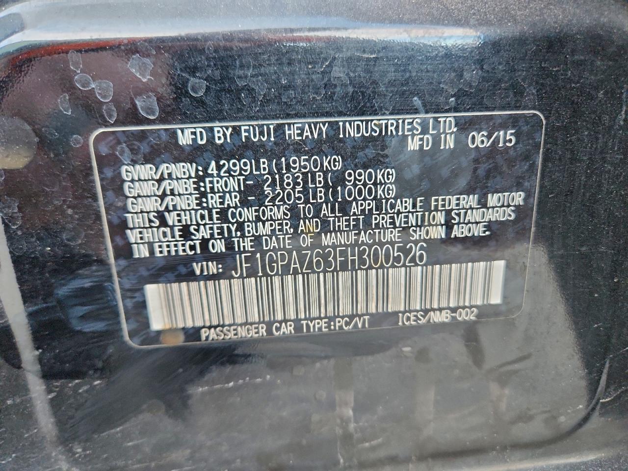 2015 SUBARU IMPREZA SPORT LIMITED photo 12