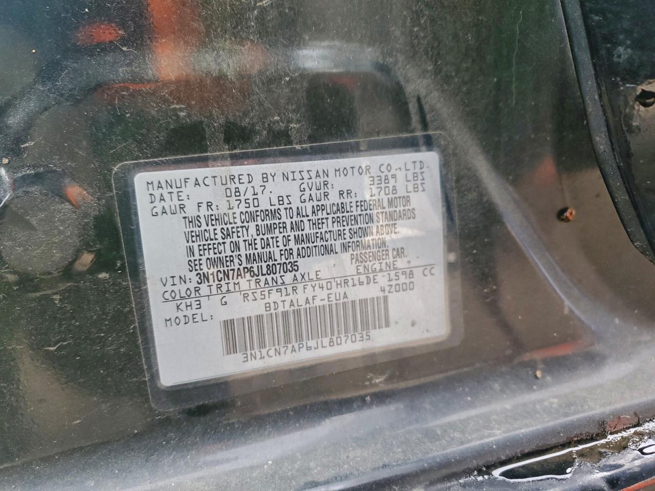 2018 NISSAN VERSA S photo 13