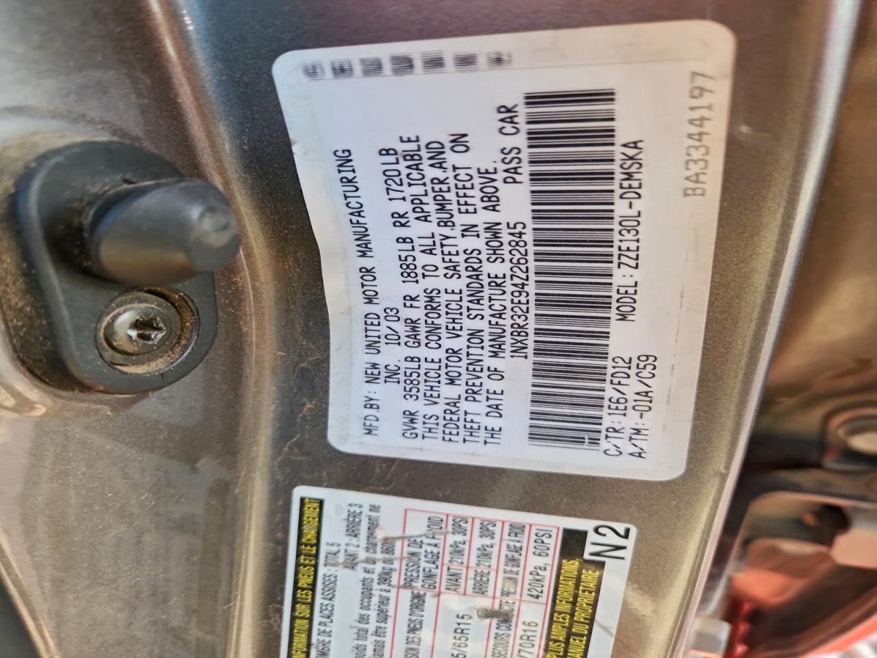 2004 TOYOTA COROLLA CE photo 12