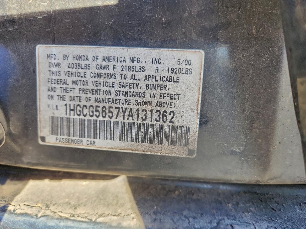 2000 HONDA ACCORD EX photo 12