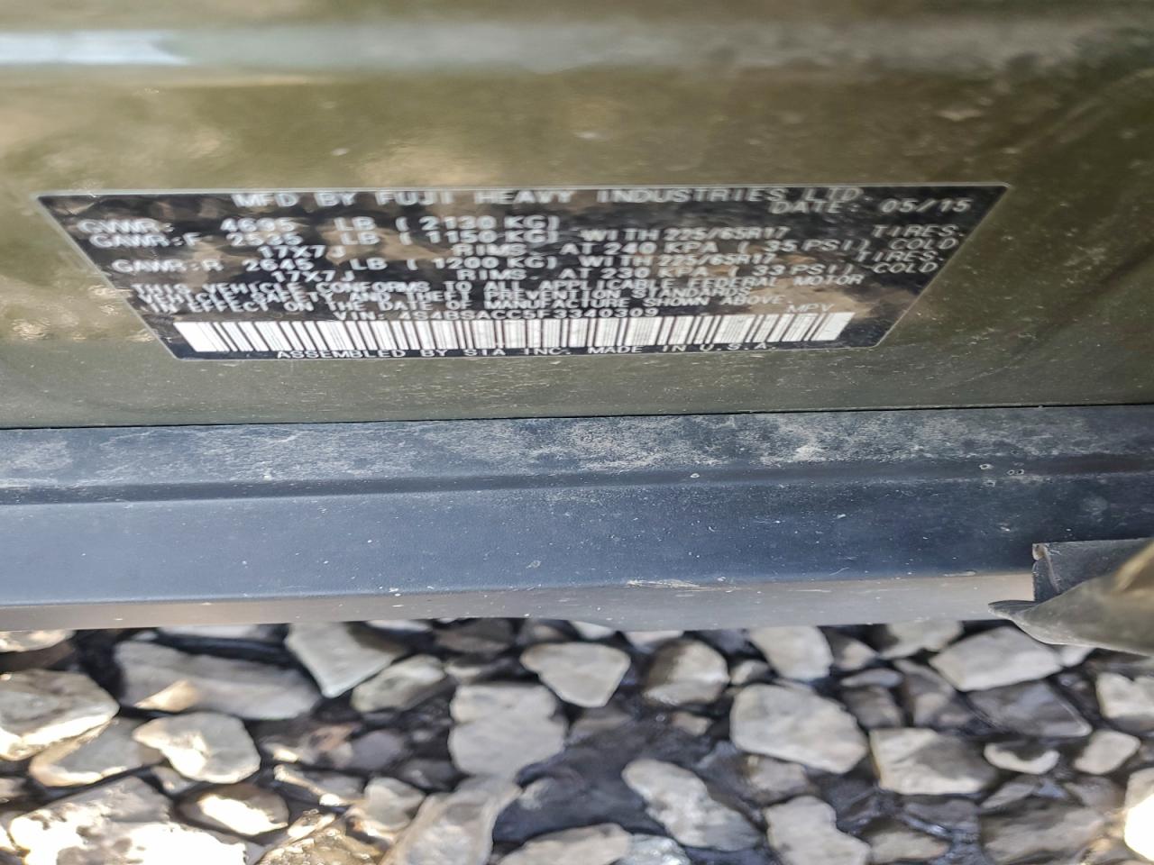 2015 SUBARU OUTBACK 2.5I PREMIUM photo 13