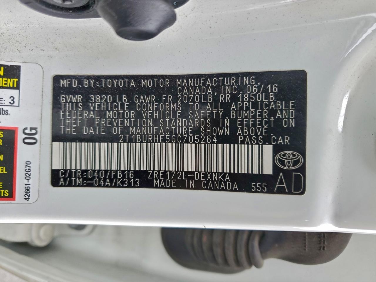 2016 TOYOTA COROLLA L photo 12