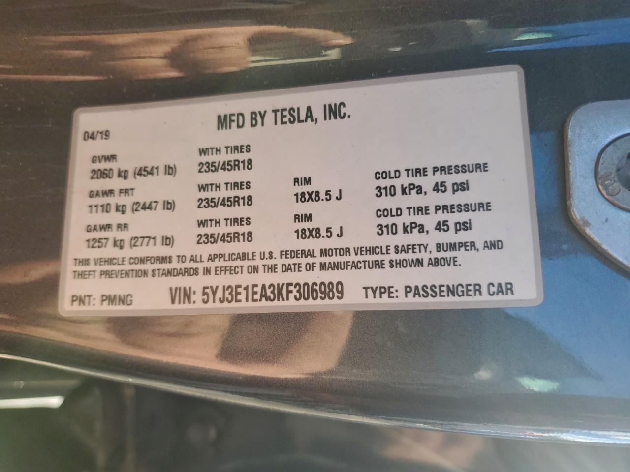 2019 TESLA MODEL 3 photo 12