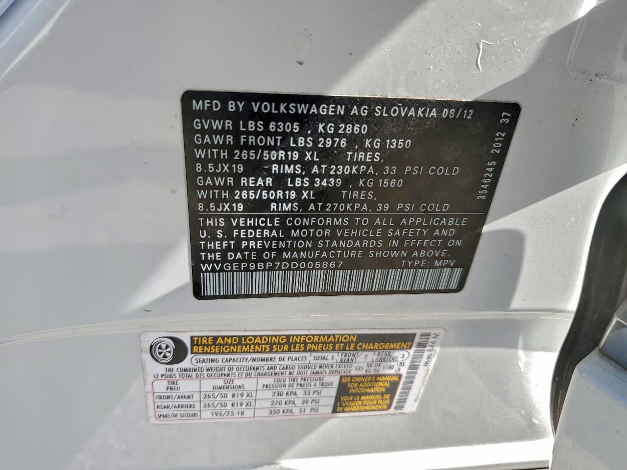 2013 VOLKSWAGEN TOUAREG V6 TDI photo 14