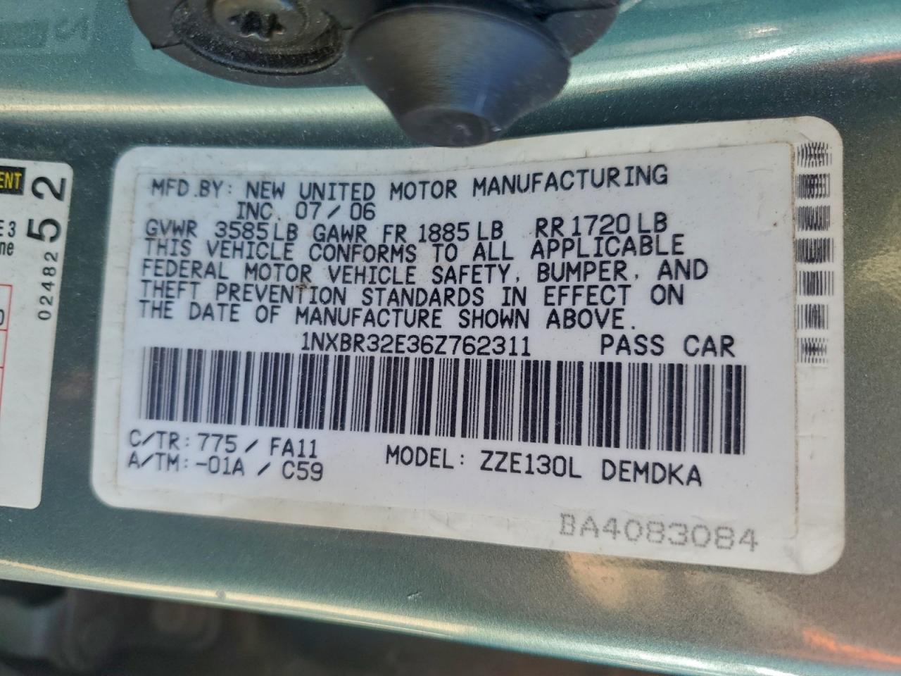 2006 TOYOTA COROLLA CE photo 12