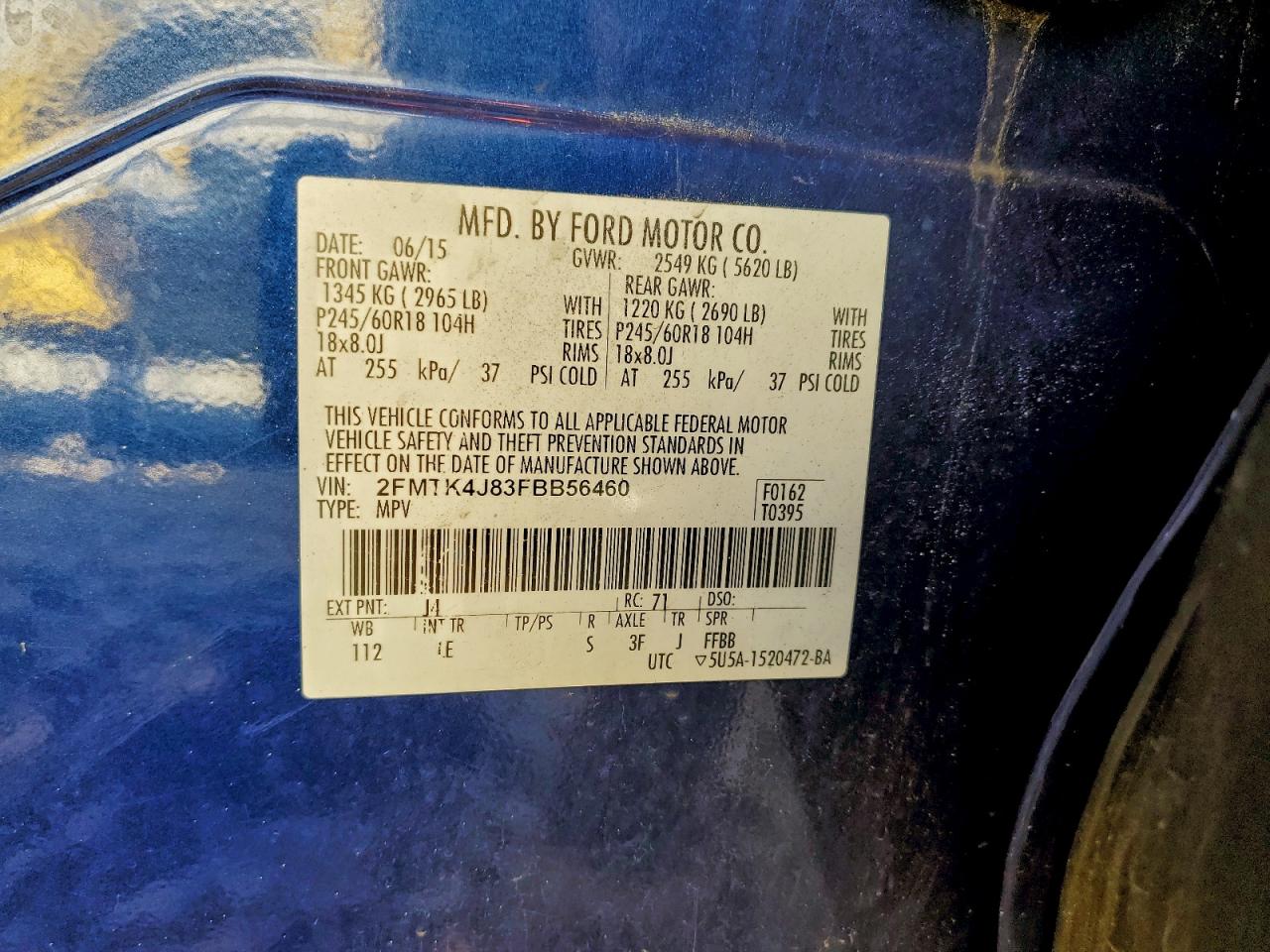 2015 FORD EDGE SEL photo 14