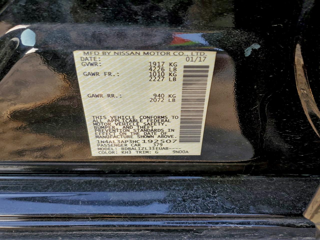 2017 NISSAN ALTIMA 2.5 photo 12