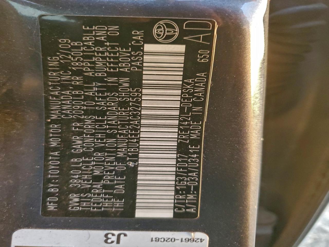 2010 TOYOTA COROLLA BASE photo 12