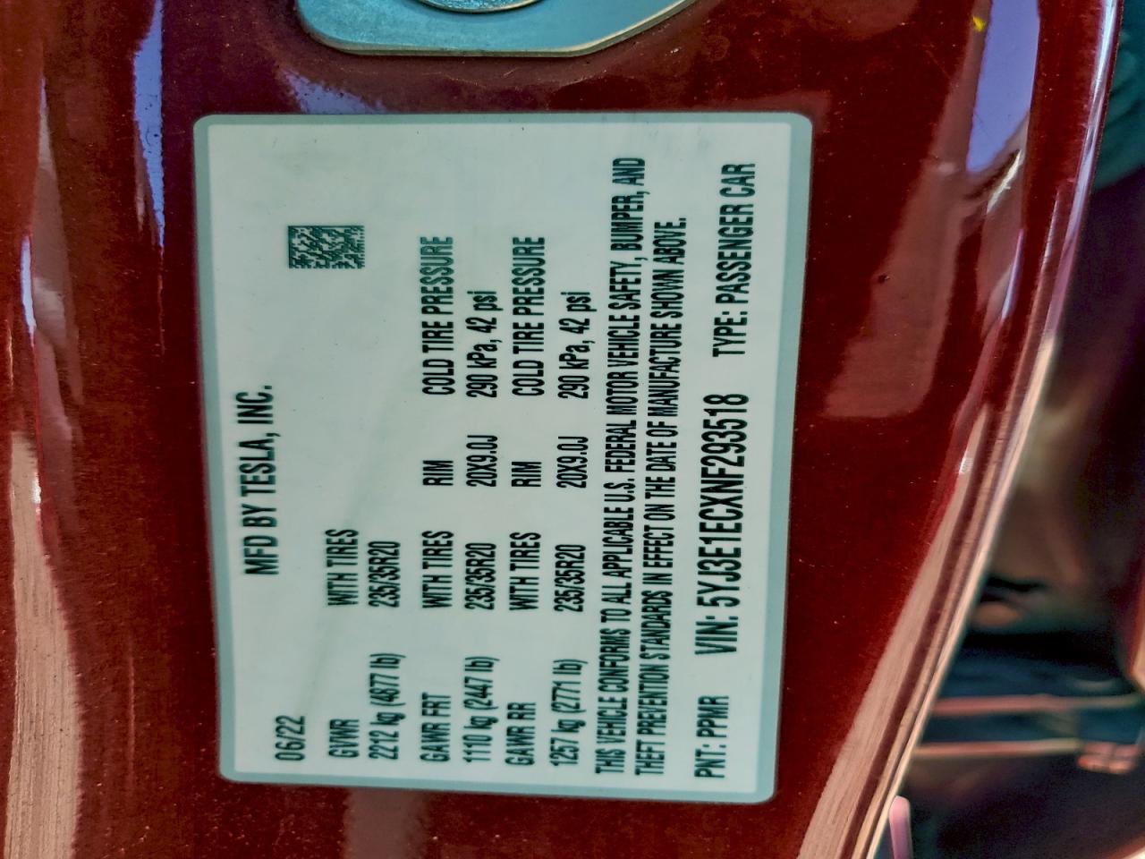 2022 TESLA MODEL 3 photo 13