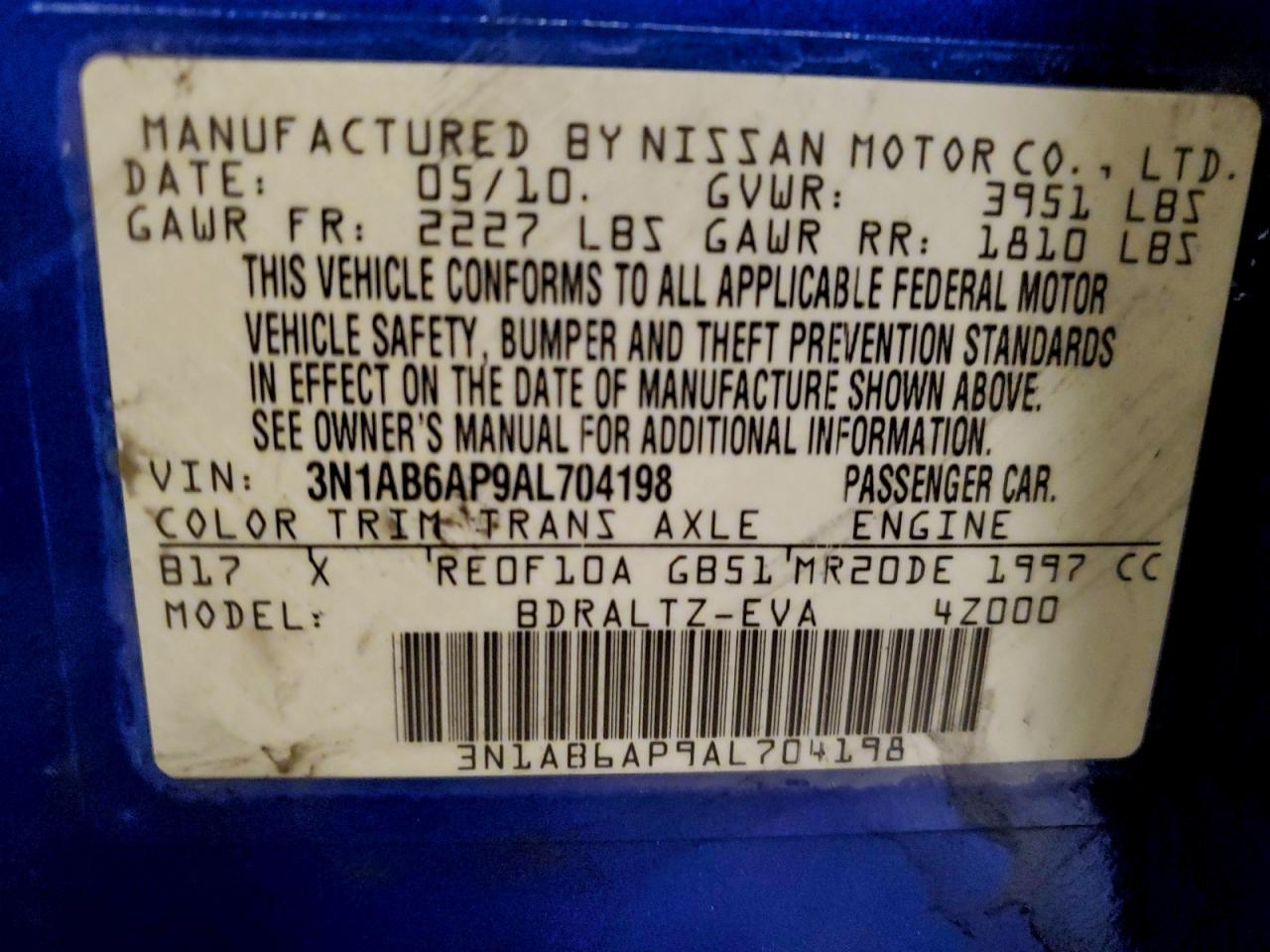2010 NISSAN SENTRA 2.0 photo 13