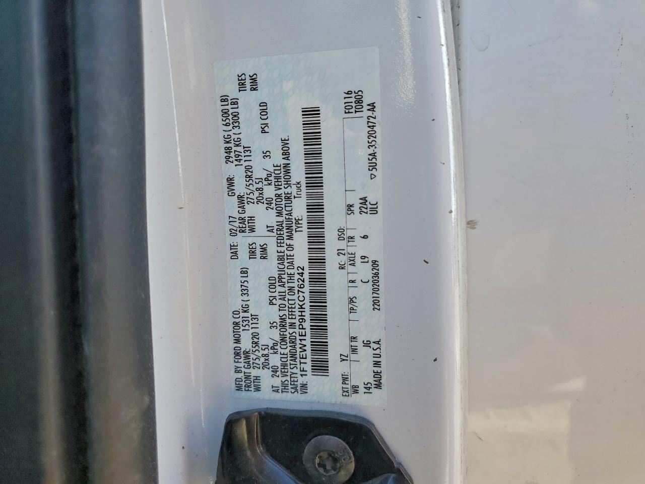 2017 FORD F150 SUPERCREW photo 12