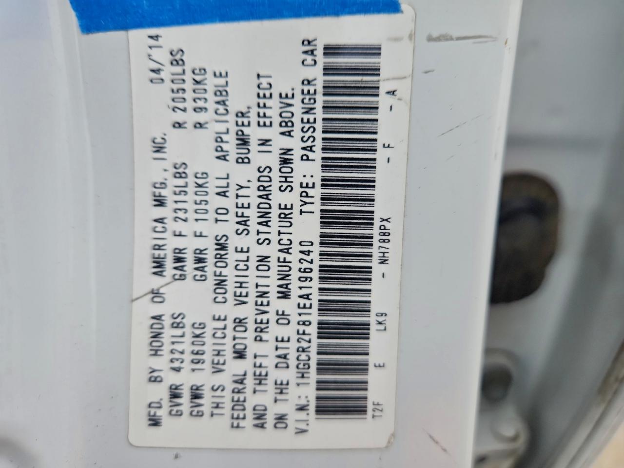 2014 HONDA ACCORD EXL photo 12