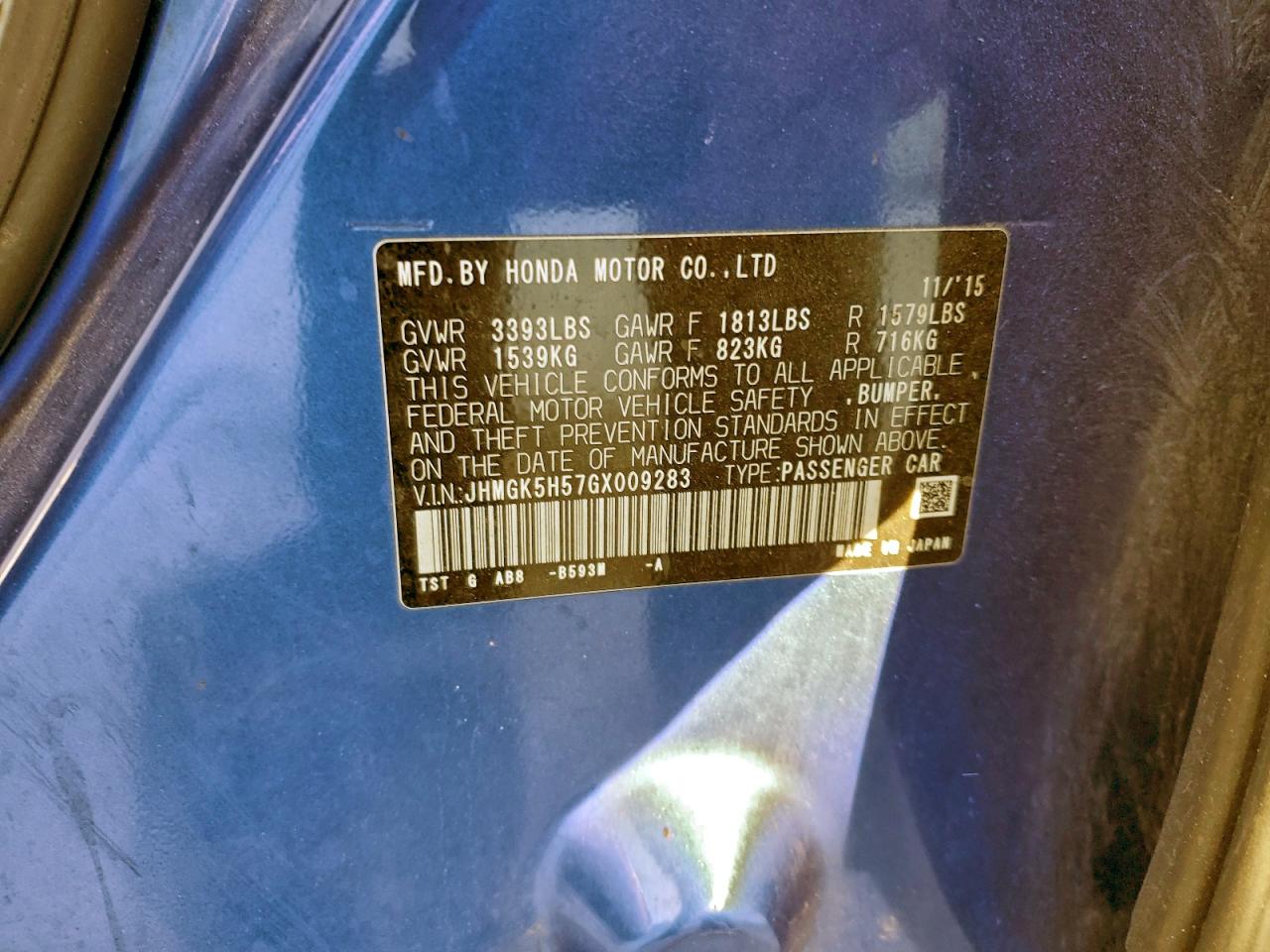 2016 HONDA FIT LX photo 12