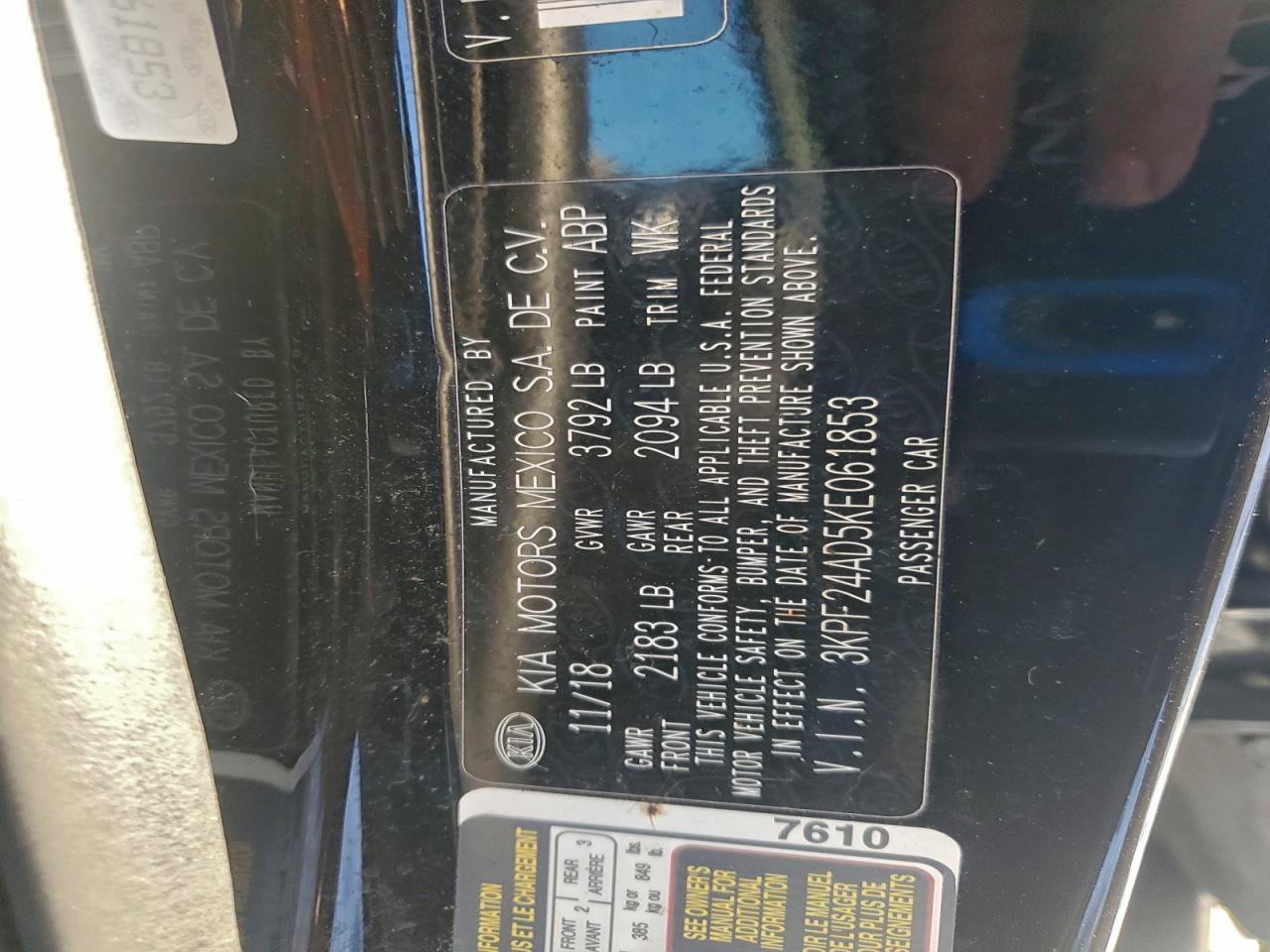 2019 KIA FORTE FE photo 12