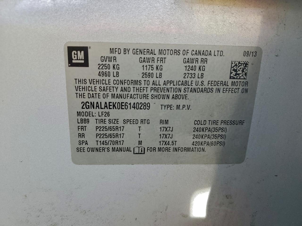 2014 CHEVROLET EQUINOX LS photo 14