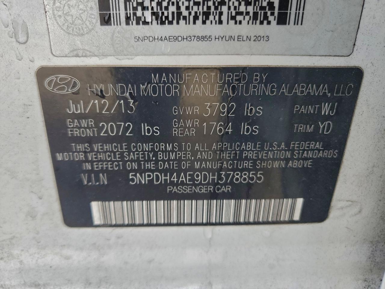 2013 HYUNDAI ELANTRA GLS photo 13