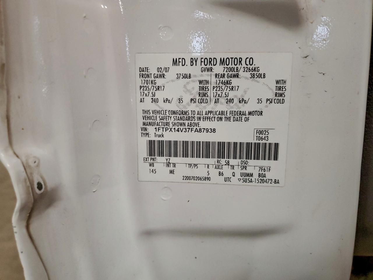 2007 FORD F150 photo 12
