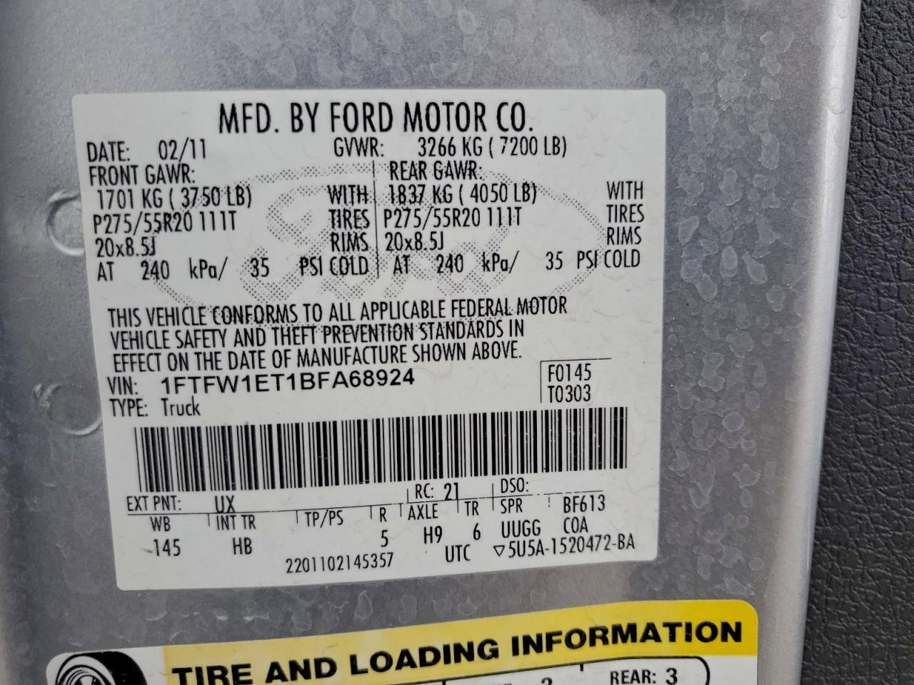 2011 FORD F150 SUPERCREW photo 12