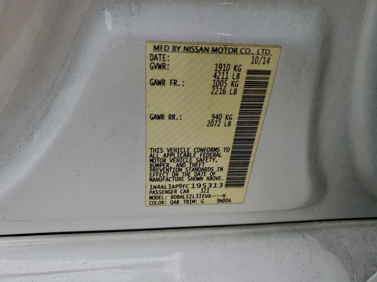 2015 NISSAN ALTIMA 2.5 photo 12