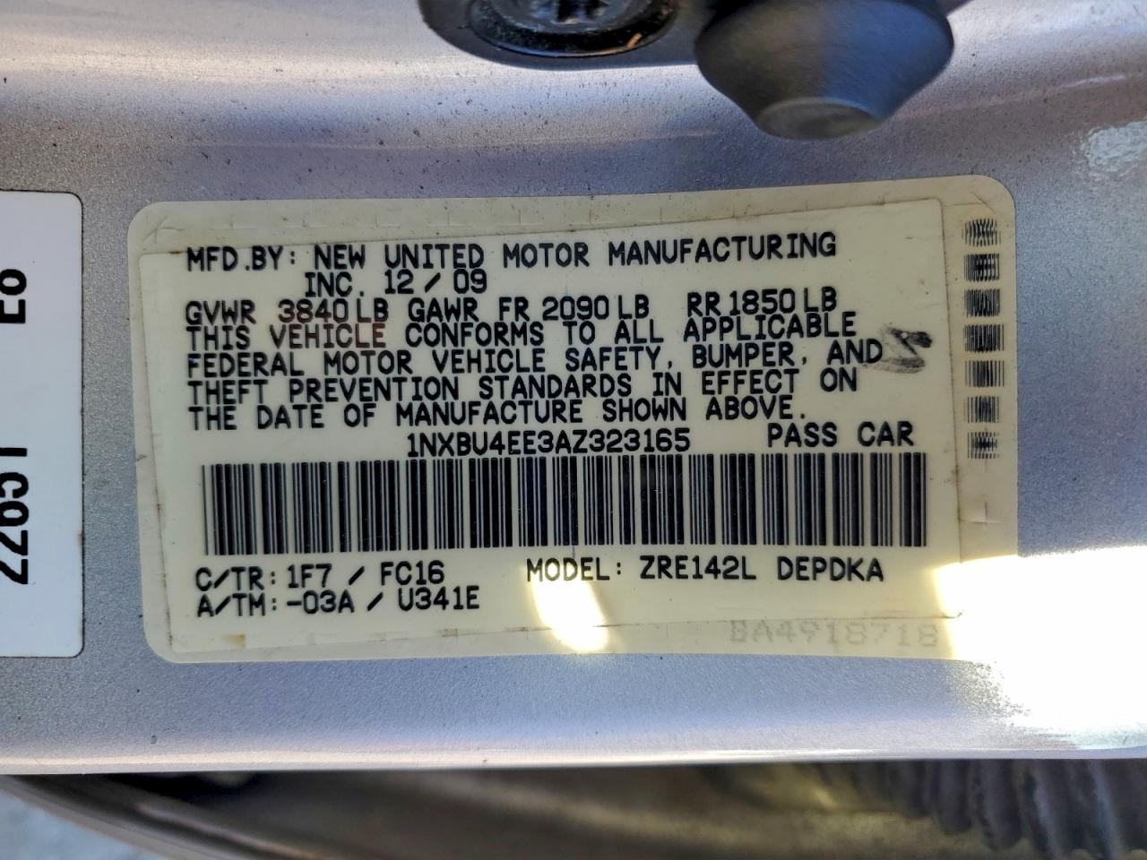 2010 TOYOTA COROLLA BASE photo 12