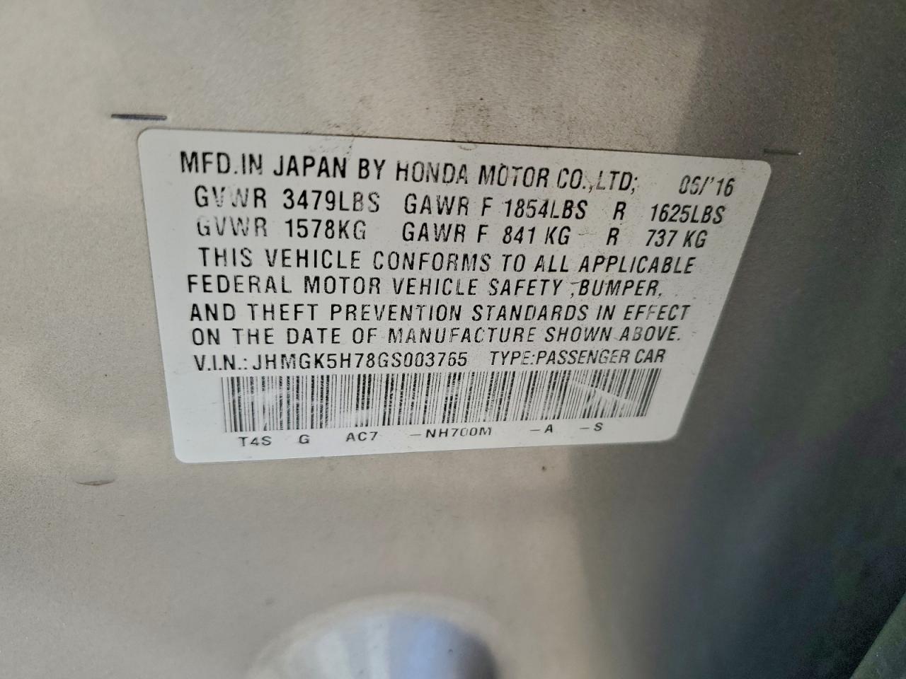 2016 HONDA FIT EX photo 12