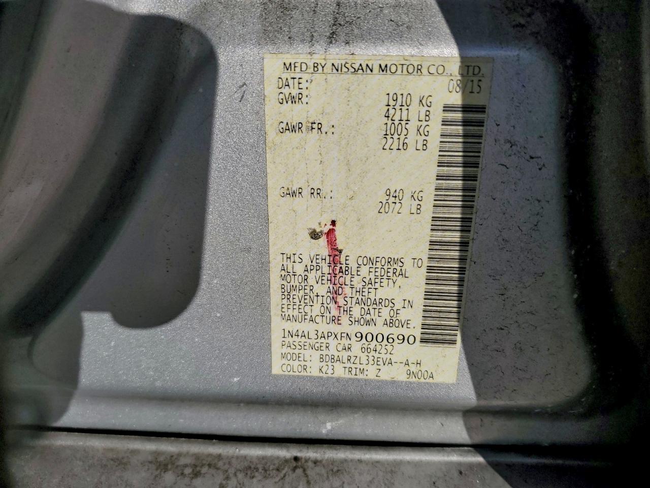 2015 NISSAN ALTIMA 2.5 photo 12