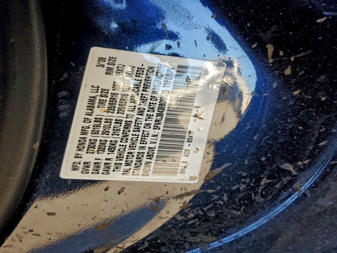 2008 HONDA ODYSSEY EX photo 13