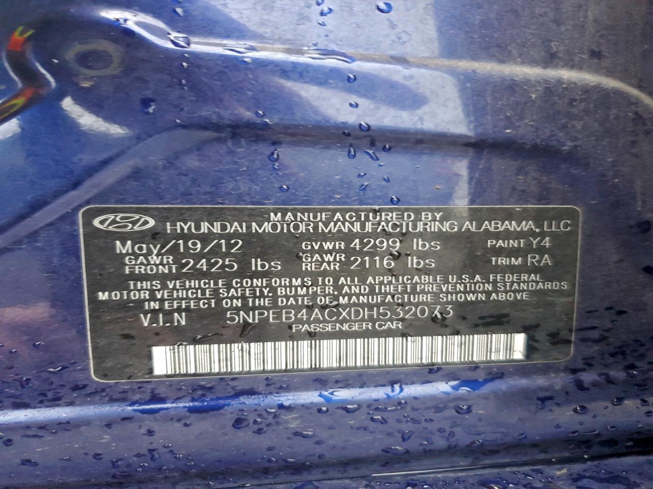 2013 HYUNDAI SONATA GLS photo 12