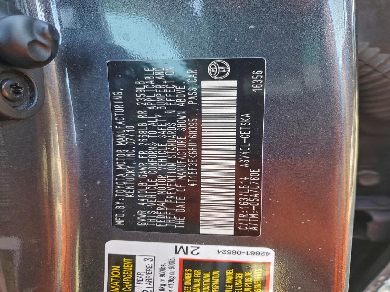 2011 TOYOTA CAMRY BASE photo 13