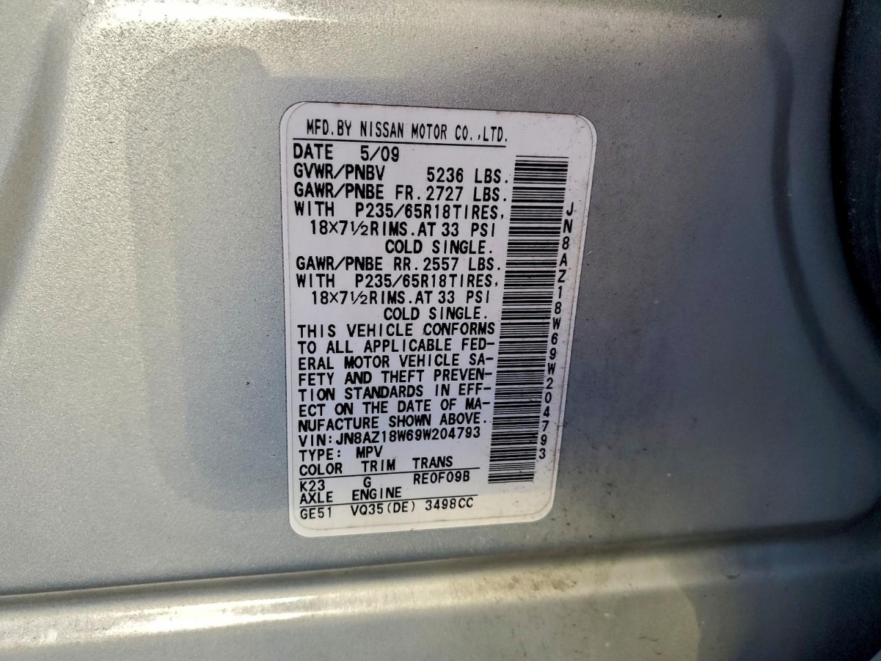 2009 NISSAN MURANO S photo 13