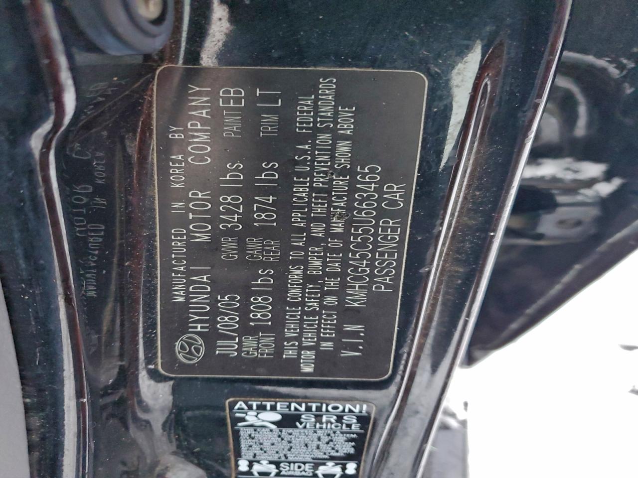 2005 HYUNDAI ACCENT GL photo 12
