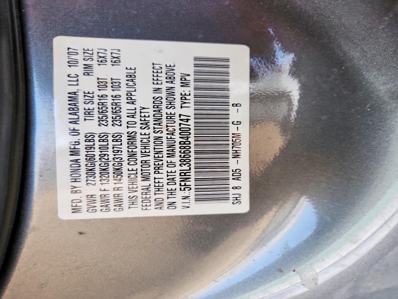 2008 HONDA ODYSSEY EXL photo 13