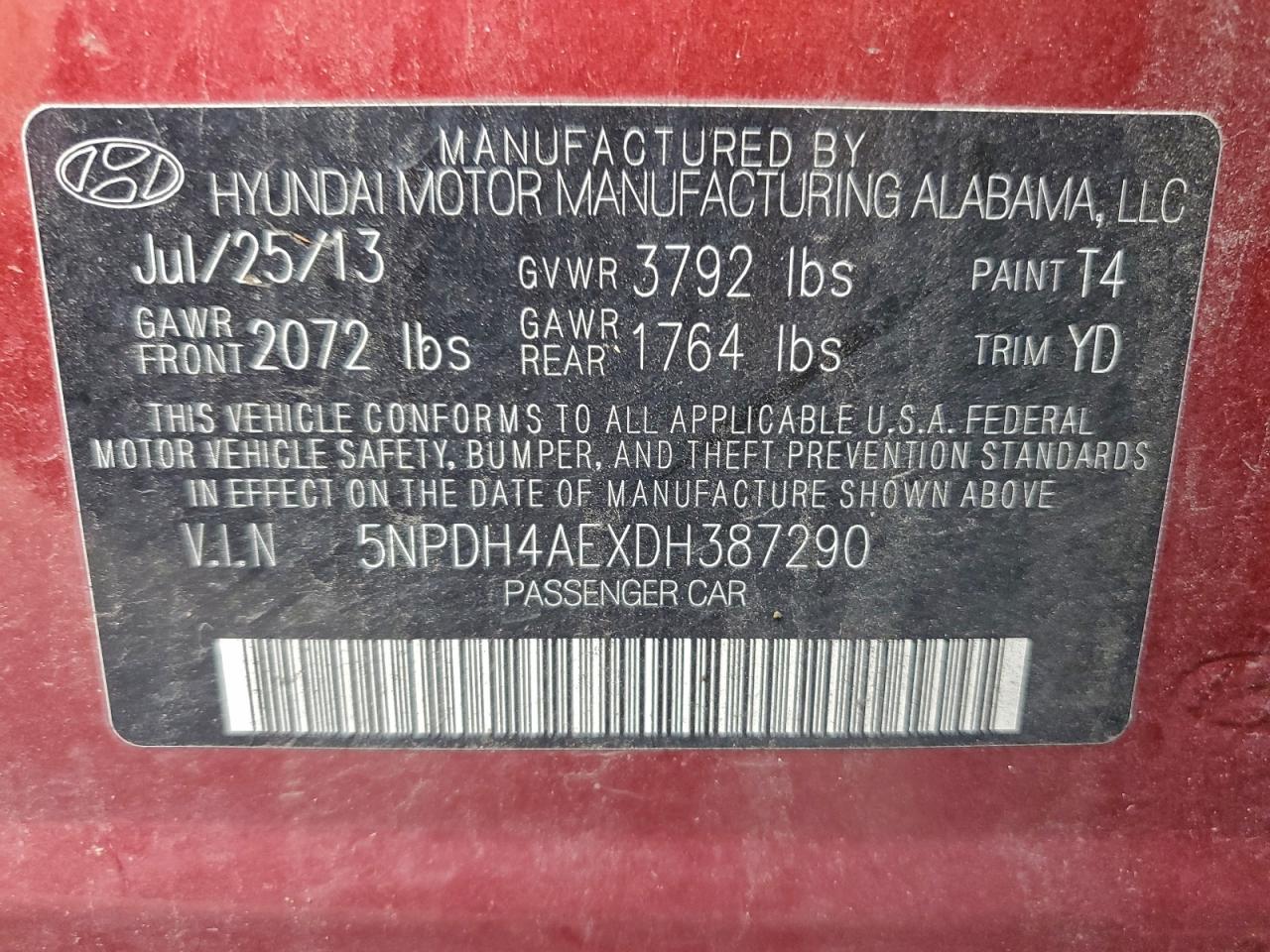 2013 HYUNDAI ELANTRA GLS photo 12