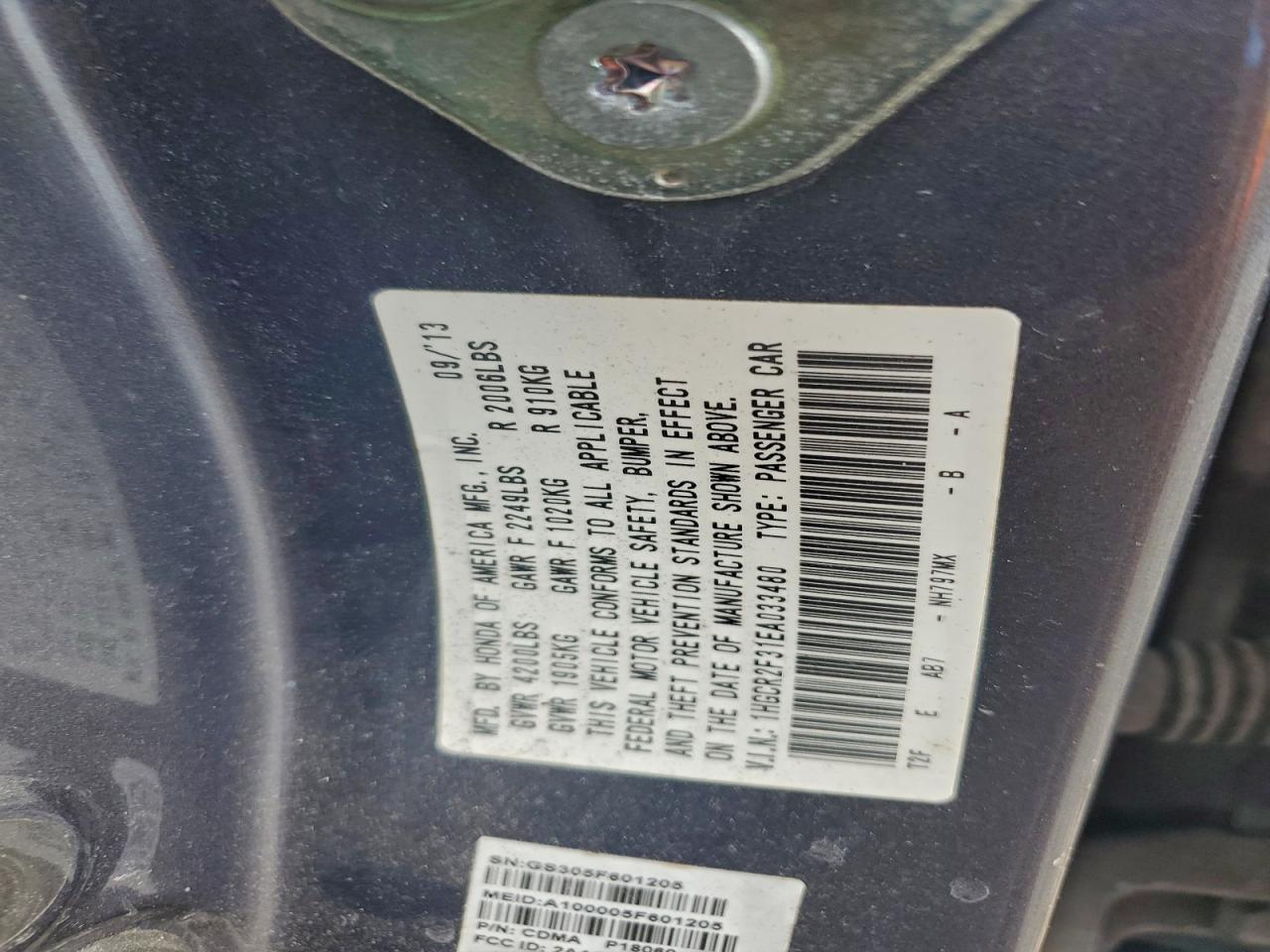 2014 HONDA ACCORD LX photo 13
