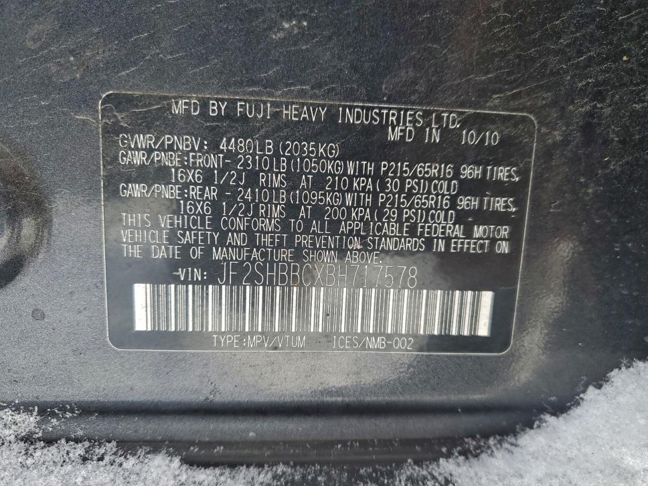 2011 SUBARU FORESTER 2.5X photo 12