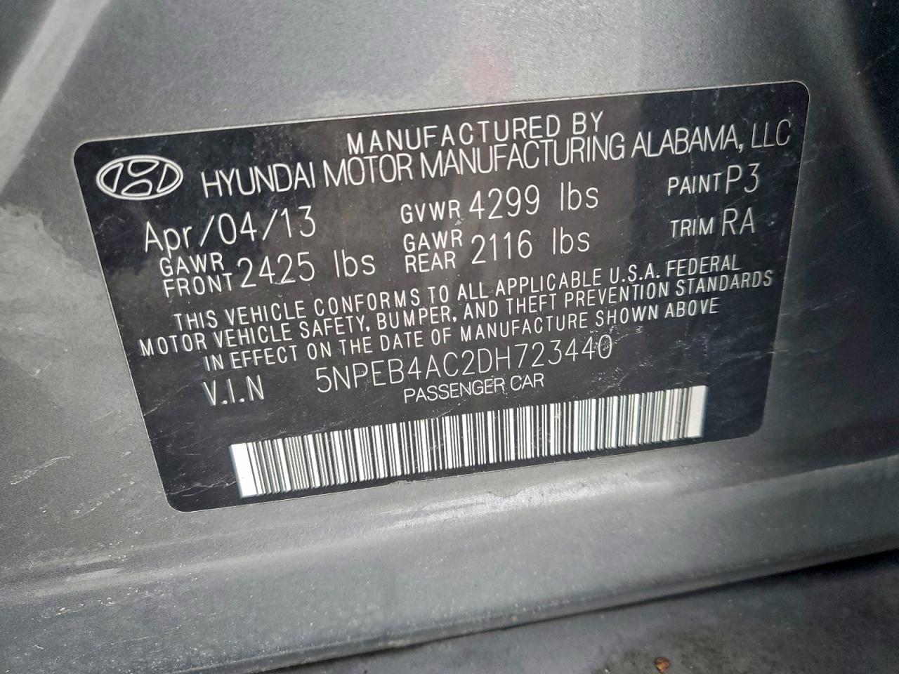 2013 HYUNDAI SONATA GLS photo 12