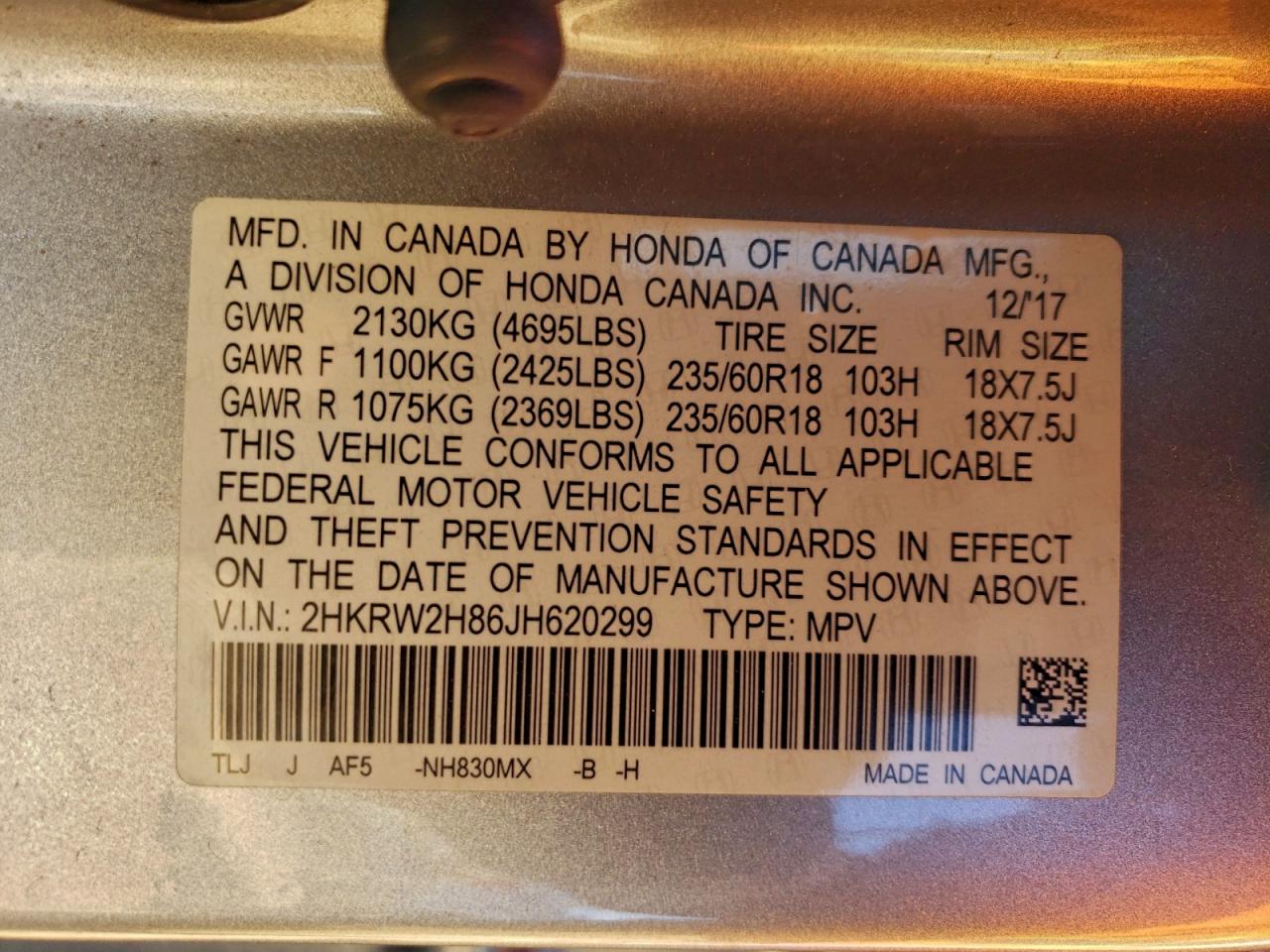 2018 HONDA CR-V EXL photo 13