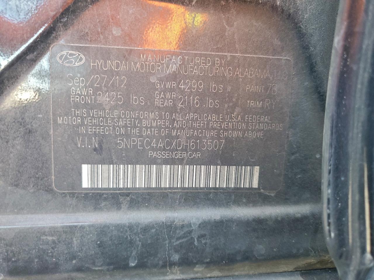 2013 HYUNDAI SONATA SE photo 12