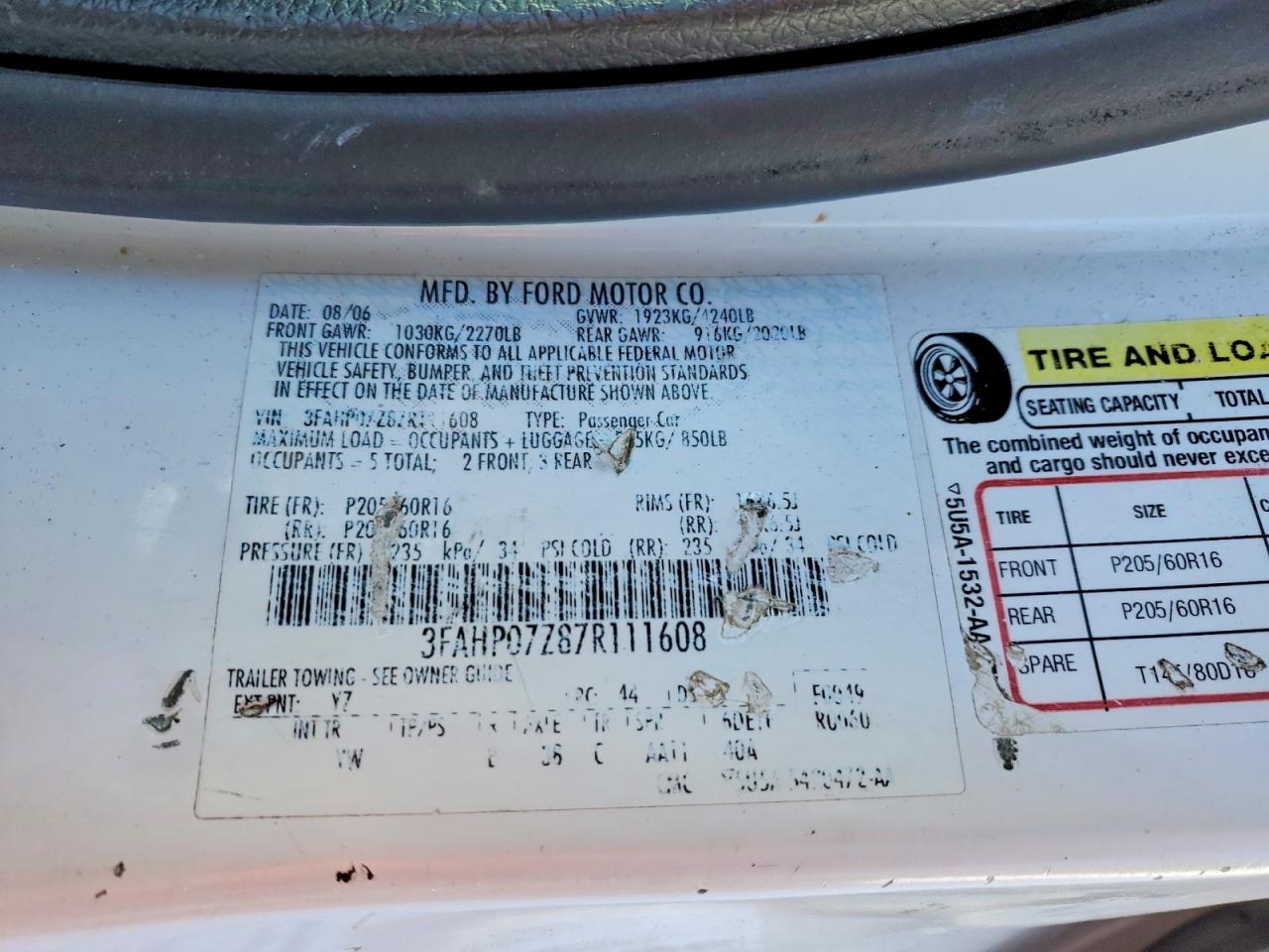 2007 FORD FUSION SE photo 13