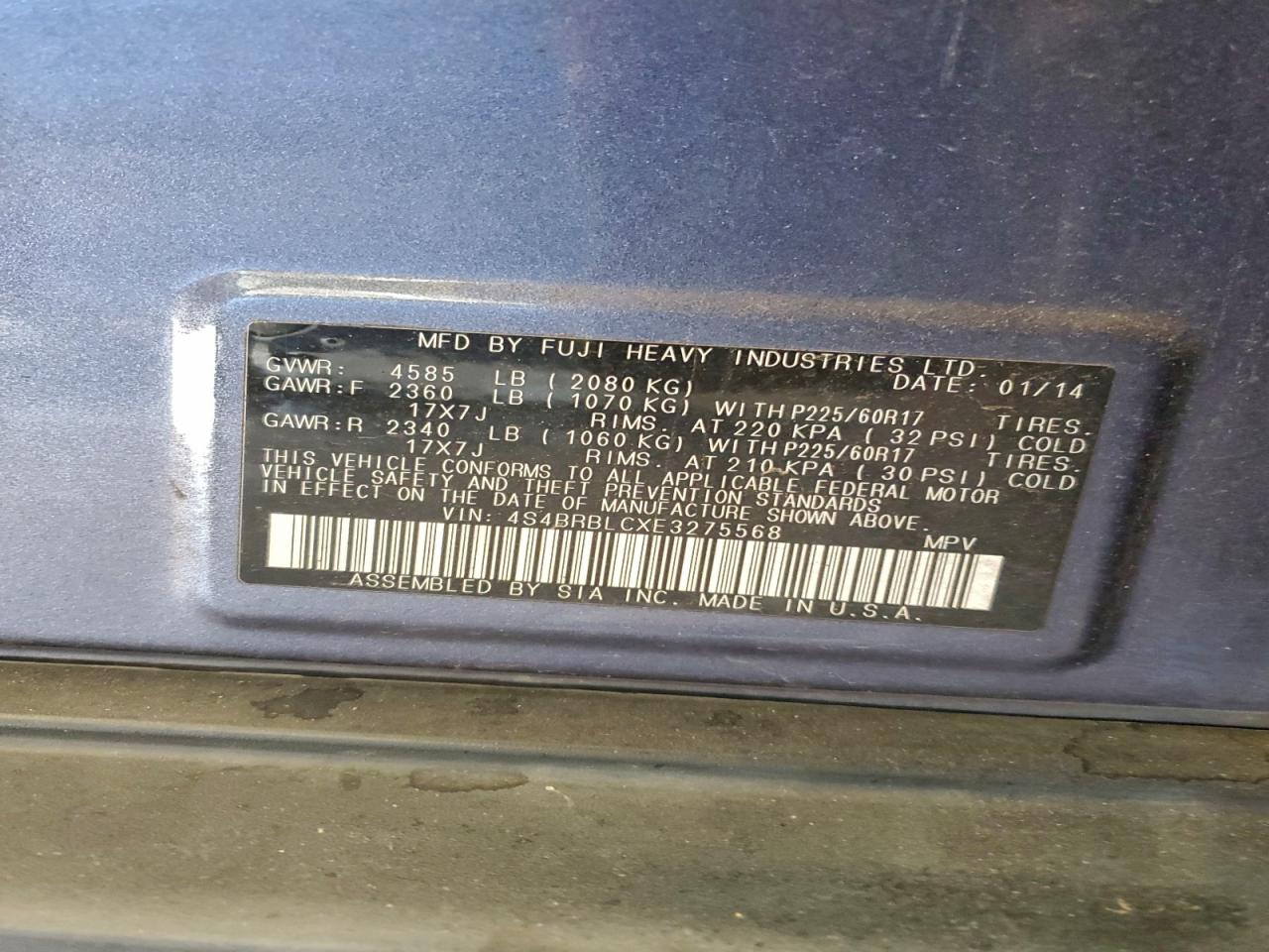 2014 SUBARU OUTBACK 2.5I LIMITED photo 14