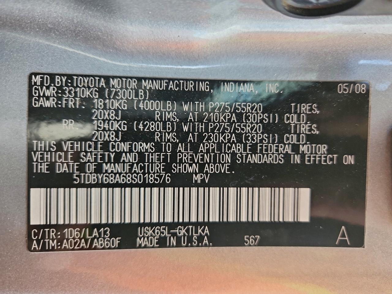 2008 TOYOTA SEQUOIA LIMITED photo 13