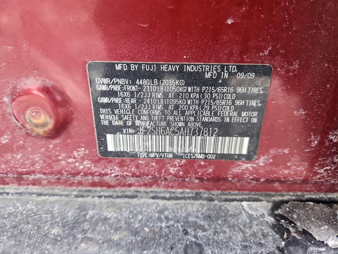 2010 SUBARU FORESTER 2.5X photo 12