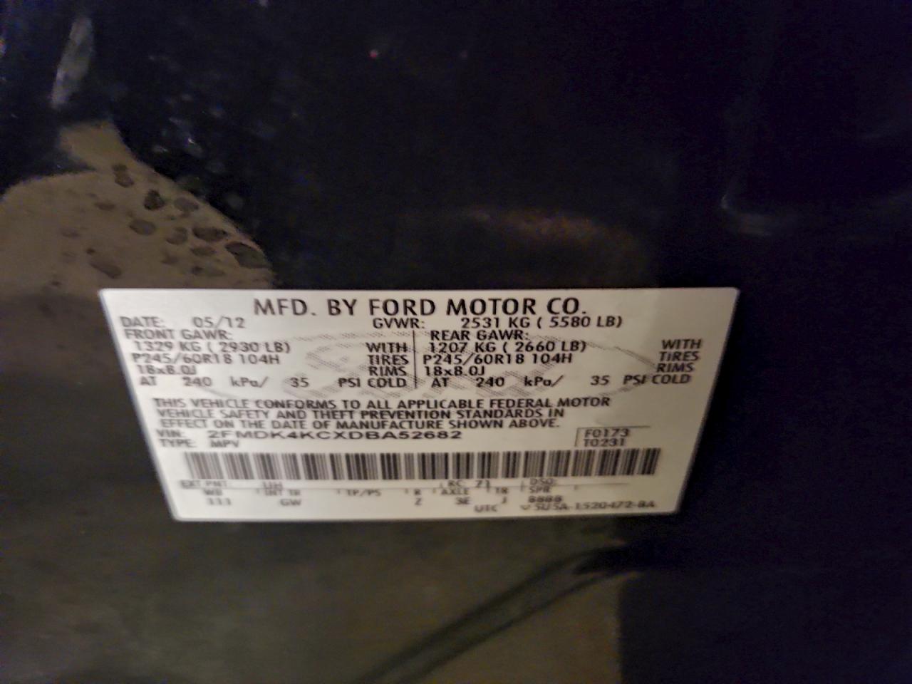 2013 FORD EDGE LIMITED photo 12
