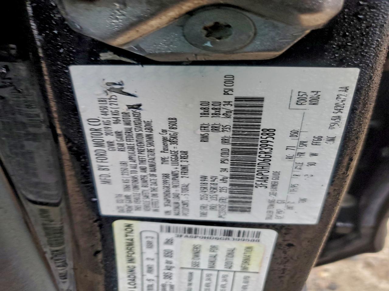 2016 FORD FUSION SE photo 12